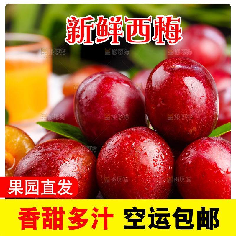 新鲜加州大西梅放在深底上