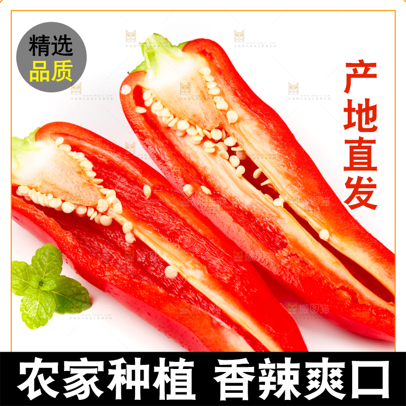 白底上放着切开的菜椒
