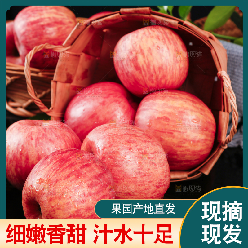 黑底上的烟台栖霞红富士苹果