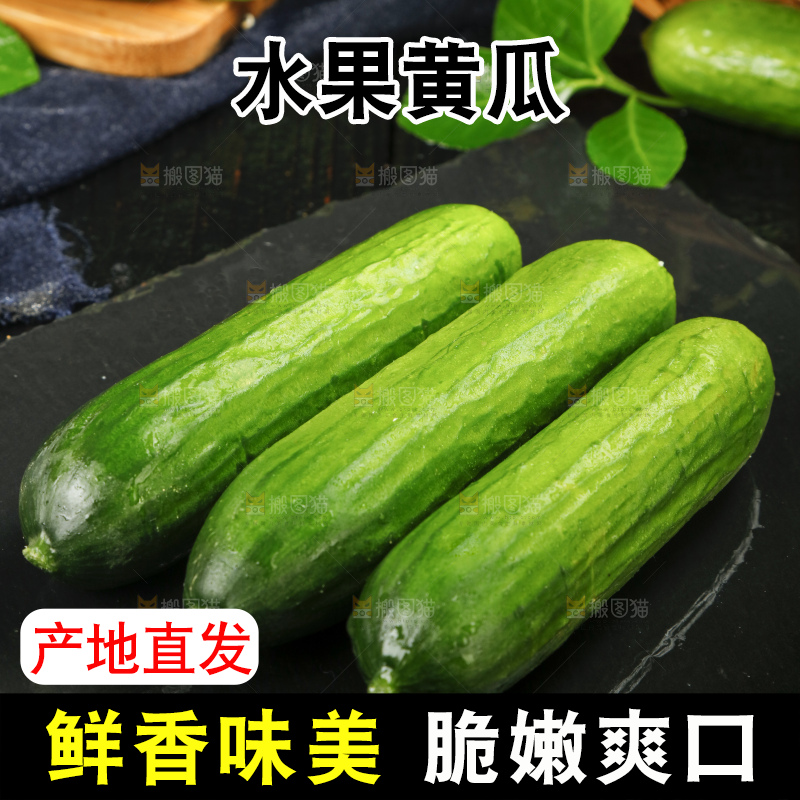 石板上放着东北新鲜水果黄瓜