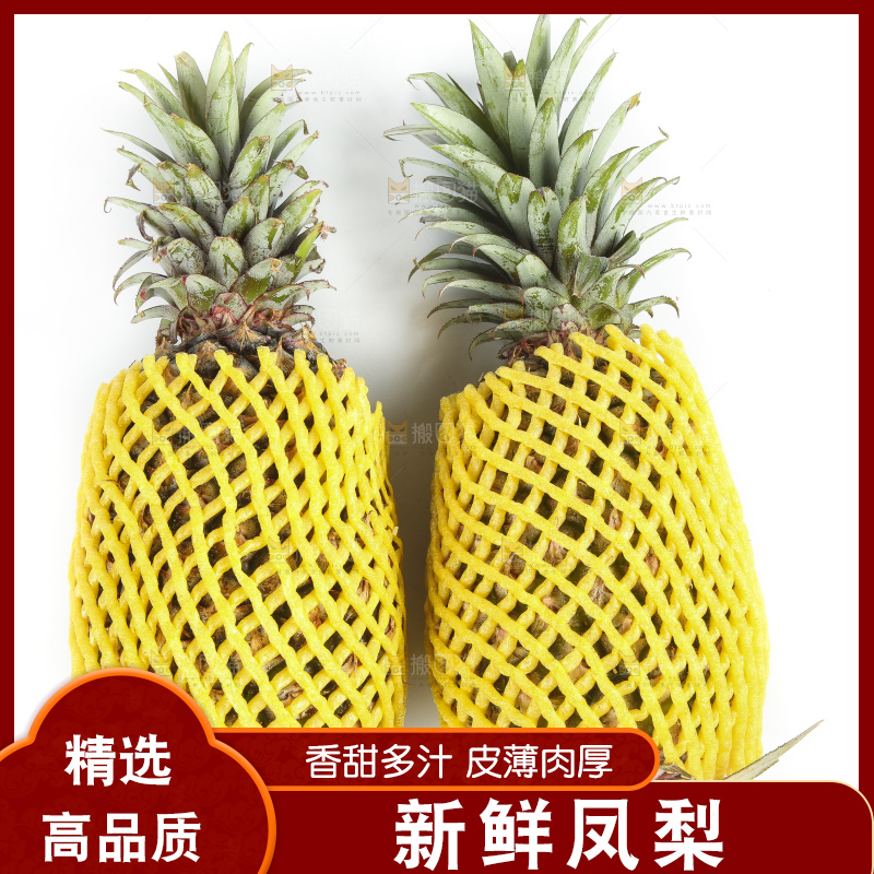 白底上的新鲜凤梨