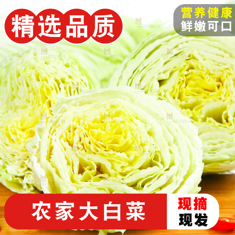 木底上放着新鲜大白菜