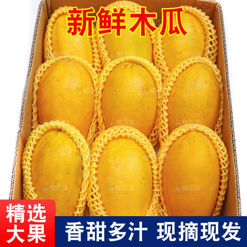 白底上放着一箱新鲜牛奶木瓜
