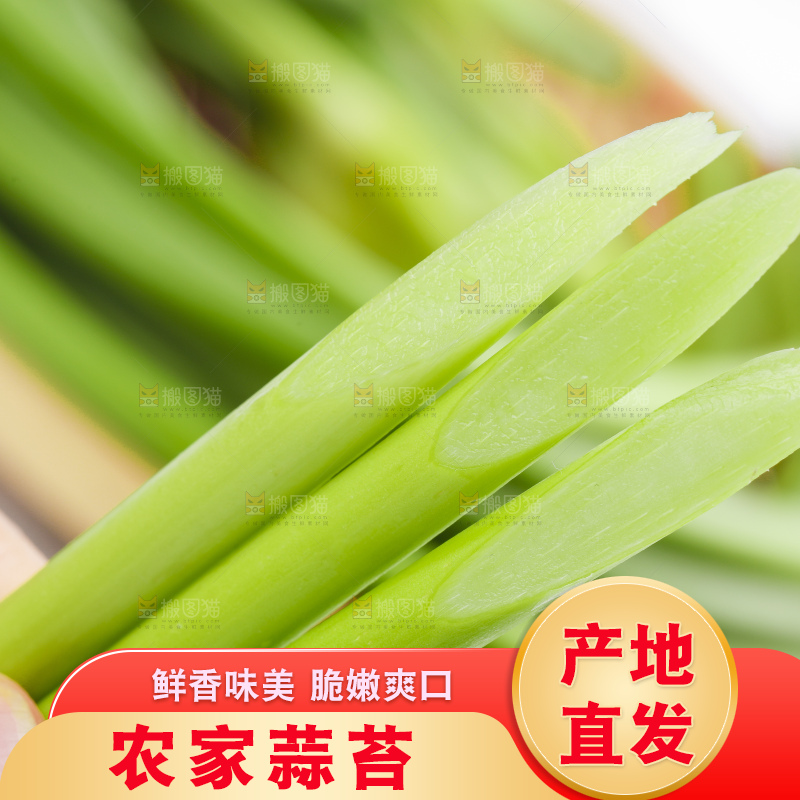 白底上放着蒜薹