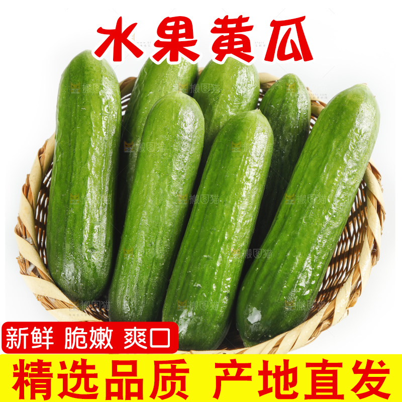 白底上放着一筐新鲜水果黄瓜