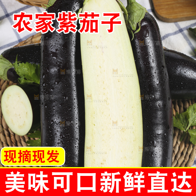 格子底上的新鲜长茄子