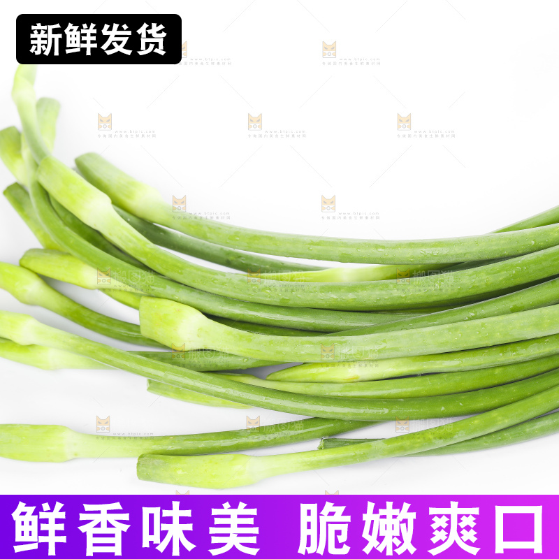 白底上放着蒜薹