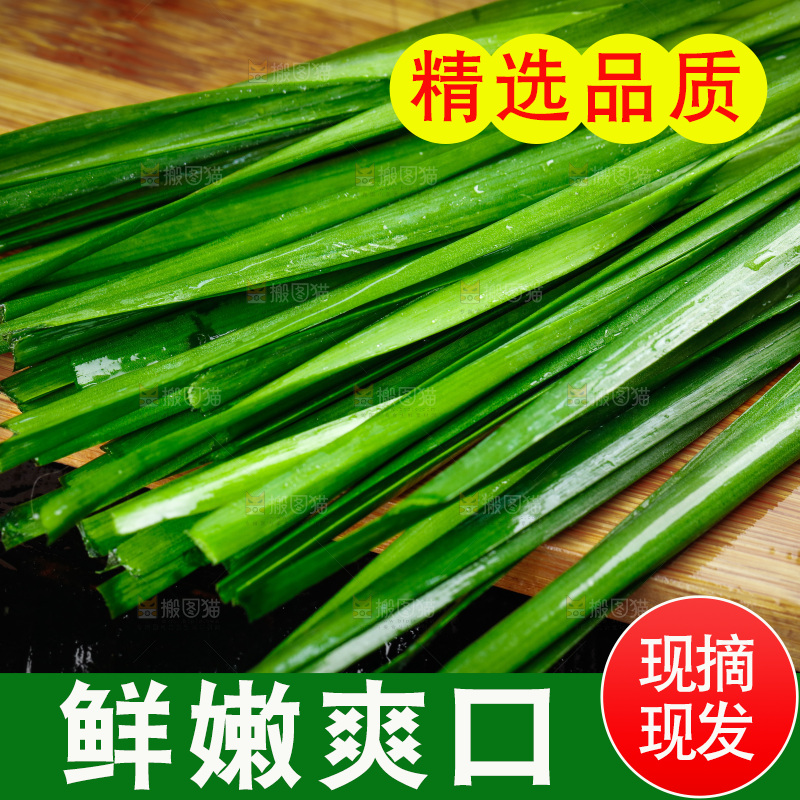 木底上放着新鲜韭菜