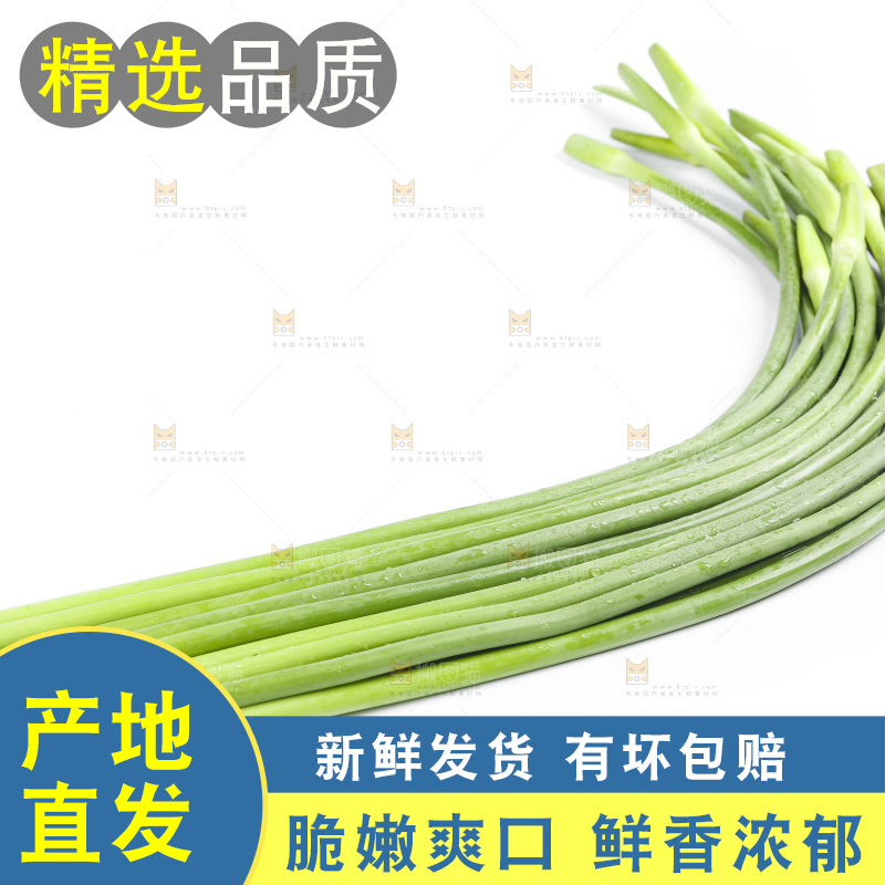白底上放着蒜薹