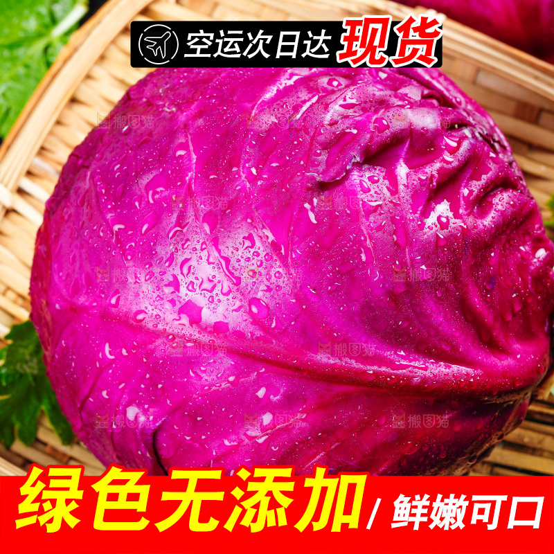 篮子里放着紫包菜