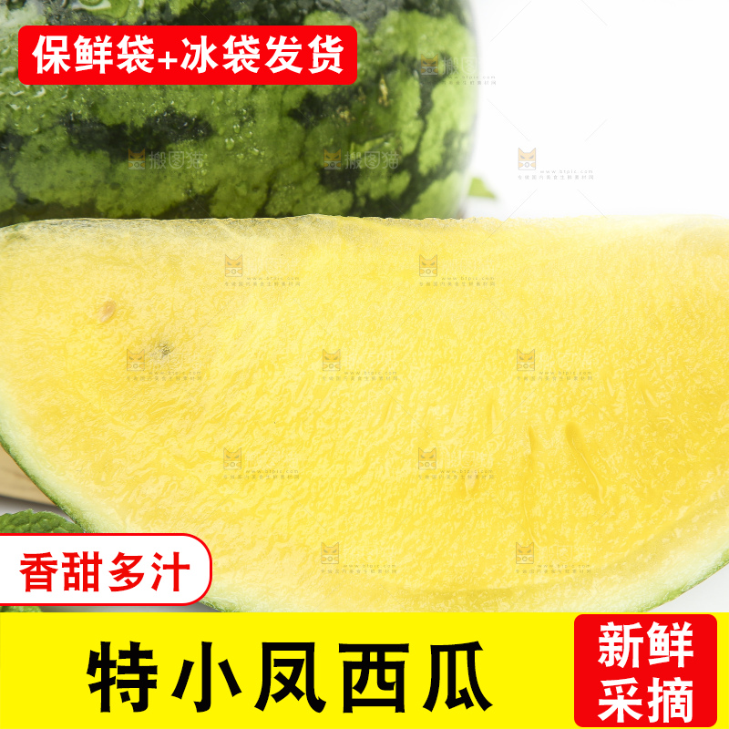 白底上放着新鲜的特小凤西瓜