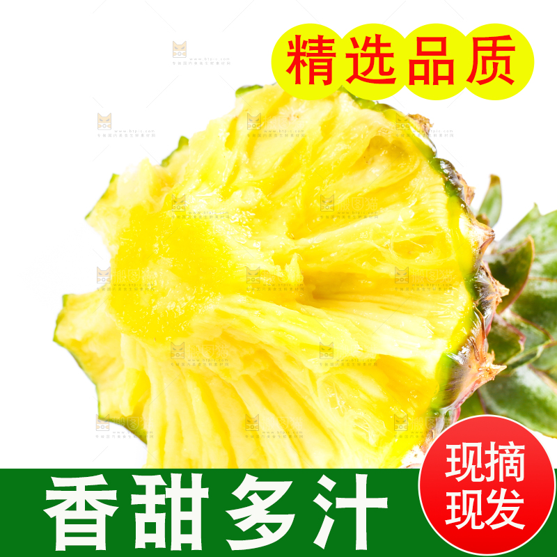 白底上的新鲜凤梨