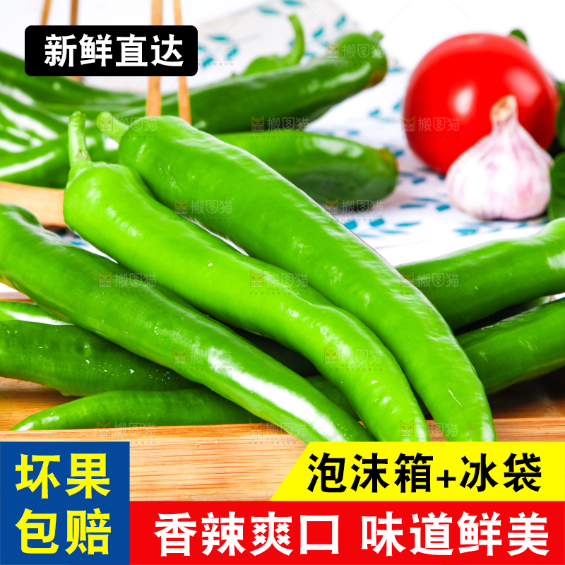 浅底上放着新鲜羊角辣椒