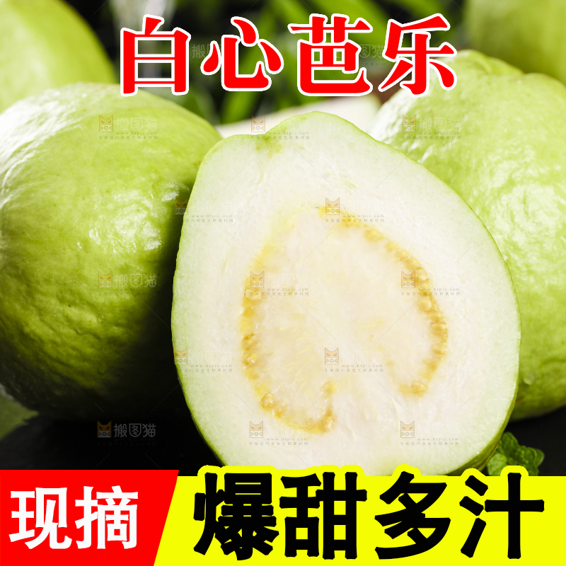 一堆新鲜的广西白心芭乐