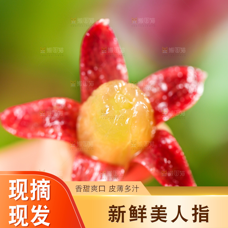 手里拿着剥皮的美人指葡萄