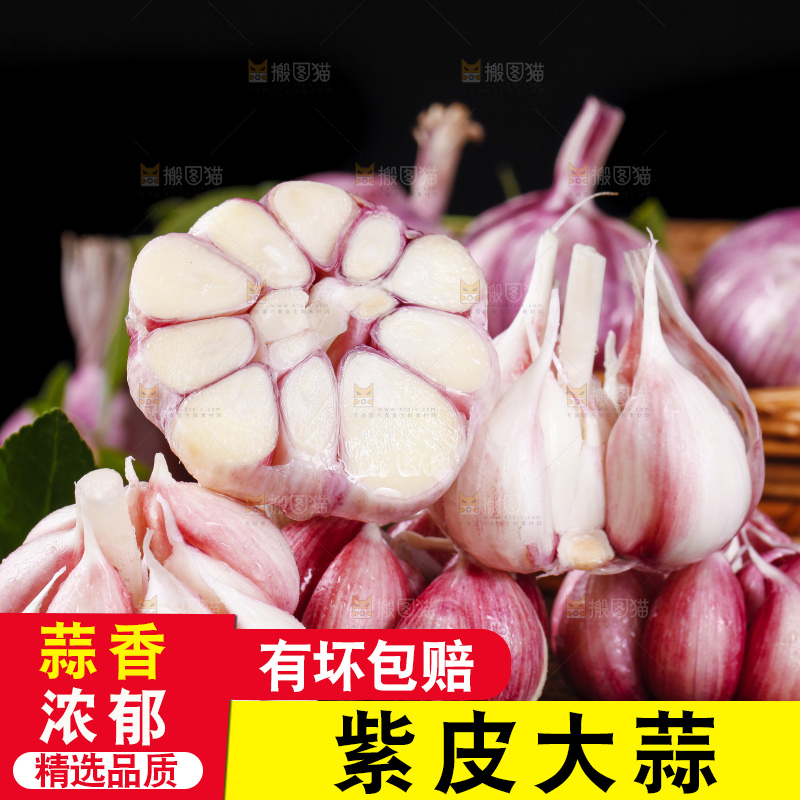 深底上放着云南新鲜紫皮大蒜