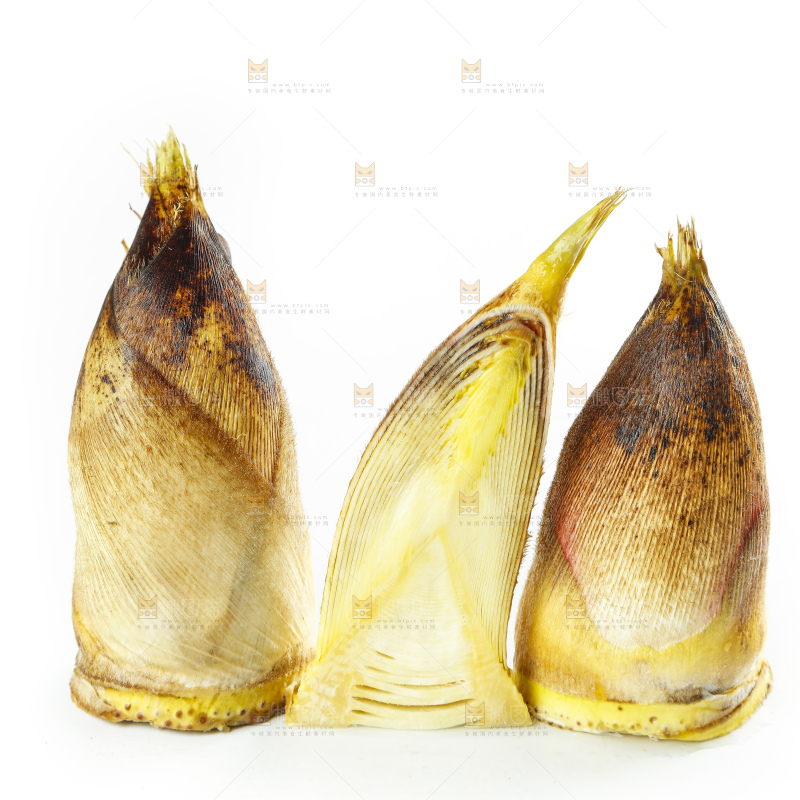 白底上放着黄泥春笋