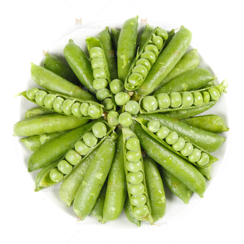 白底上的青豌豆