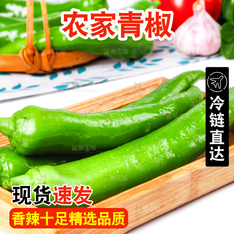 浅底上放着新鲜羊角辣椒