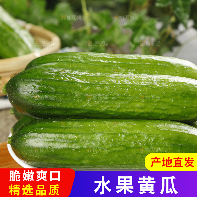 木底上放着一盘新鲜小青瓜