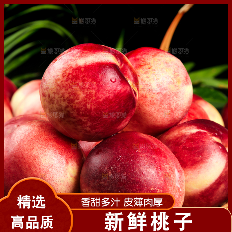 黑底上放着一筐智利进口油桃