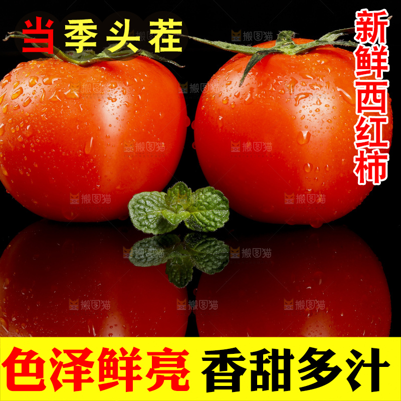 黑底上摆放着西红柿