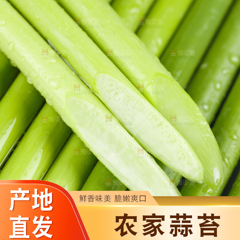 白底上放着蒜薹