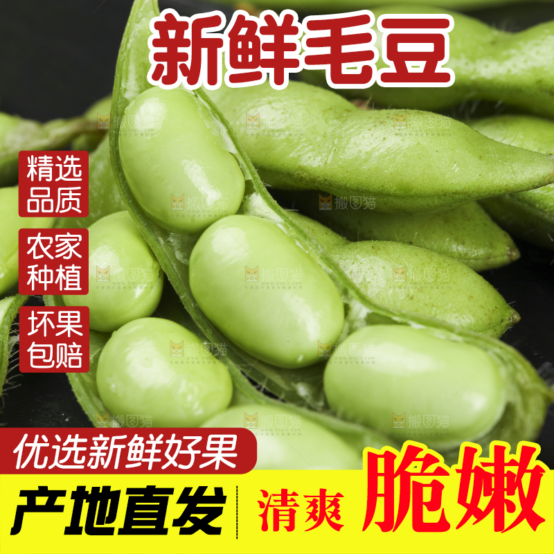 黑底上放着剥皮的嫩毛豆
