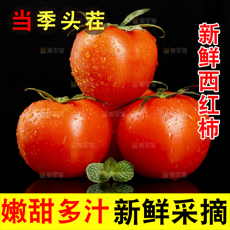 黑底上摆放着西红柿