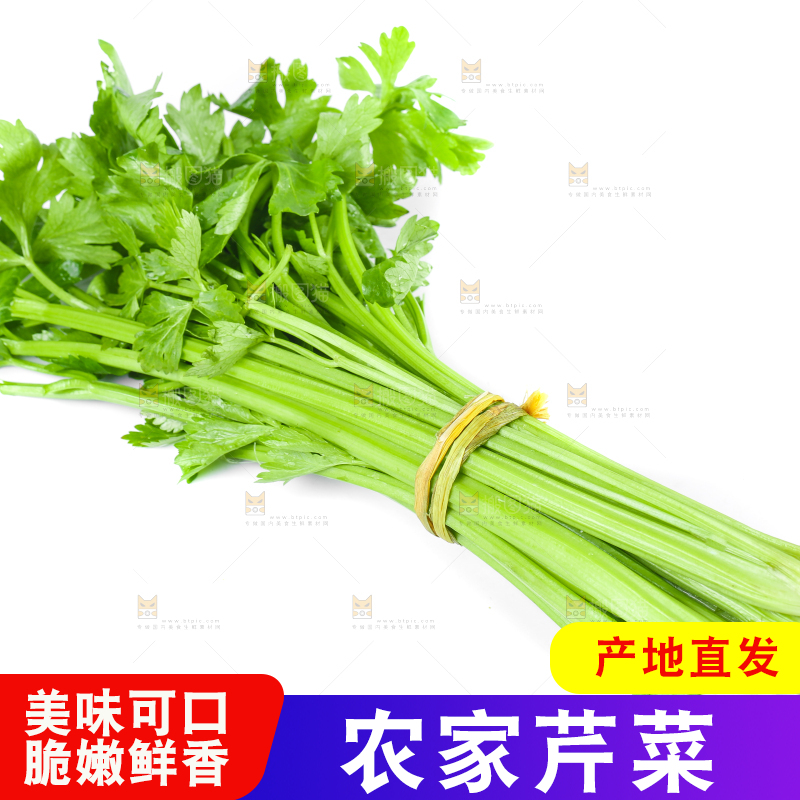 白底上放着新鲜芹菜