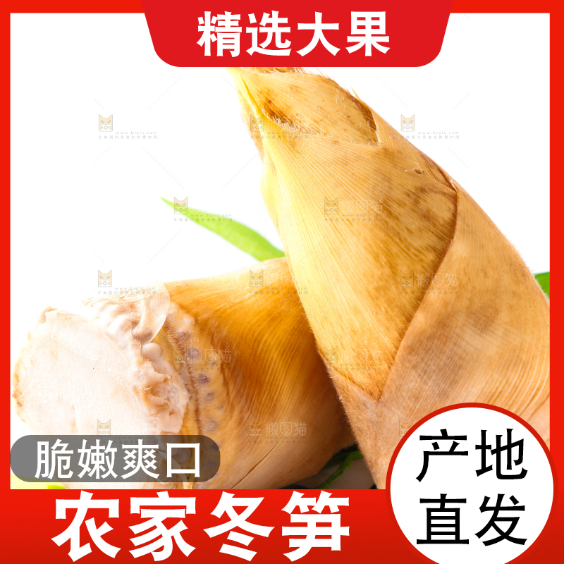 白底上摆放着冬笋