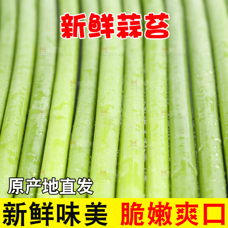 白底上放着蒜薹