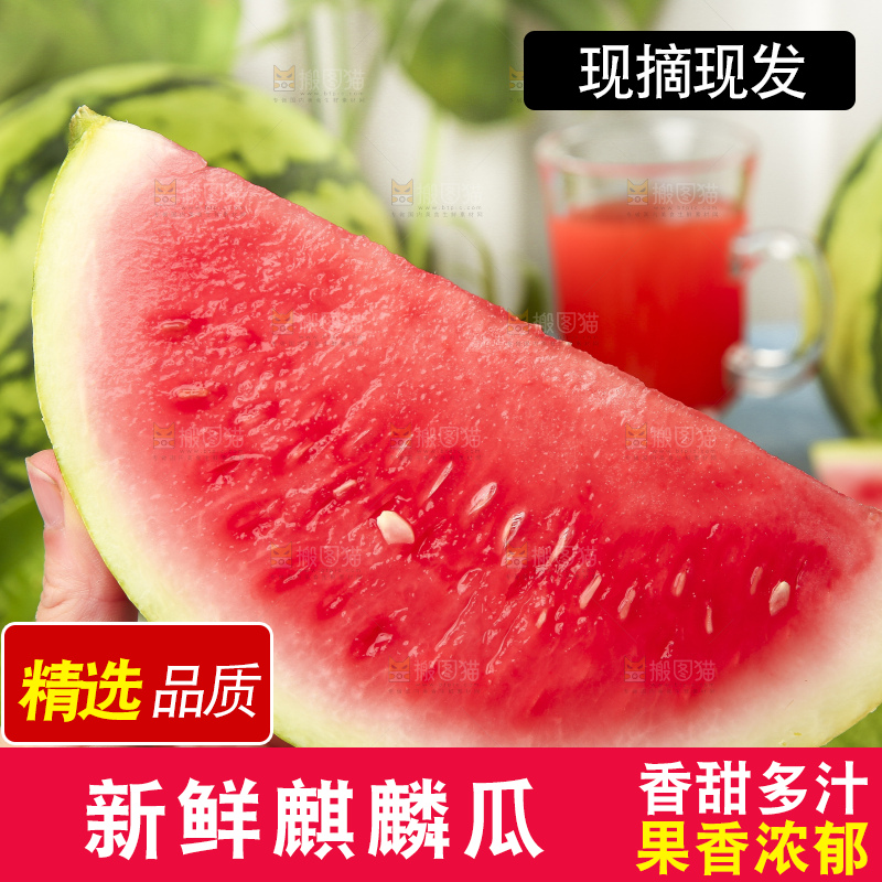 手拿切开的红肉西瓜