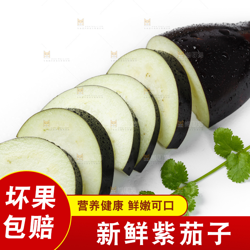 白底上放着新鲜茄子