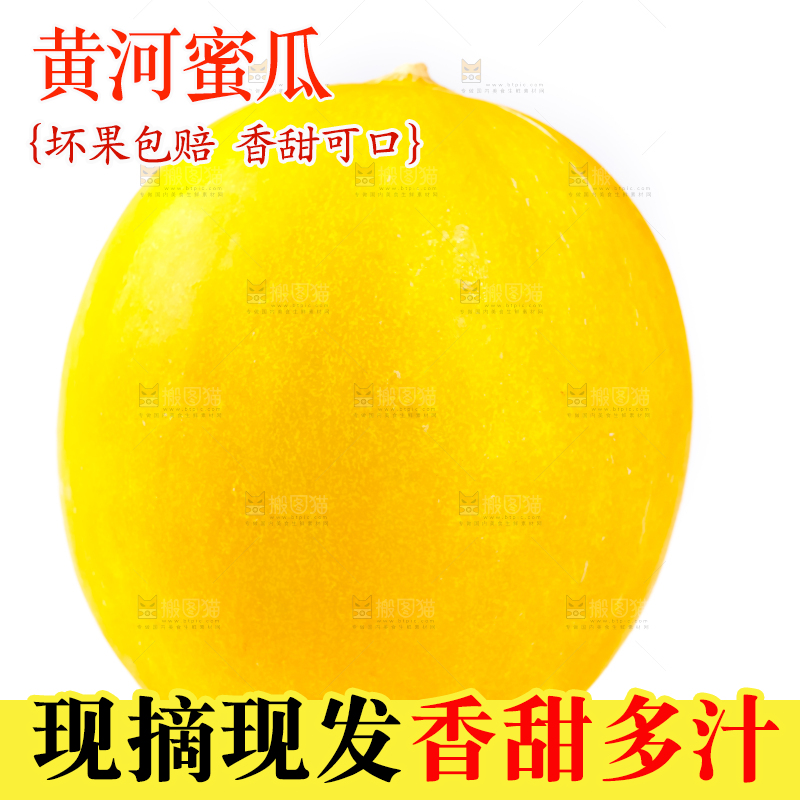 白底上放着新鲜黄金冰糖蜜瓜