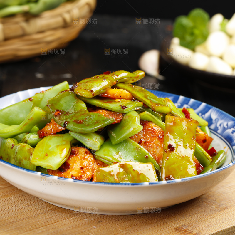 碟子里的干煸四季豆