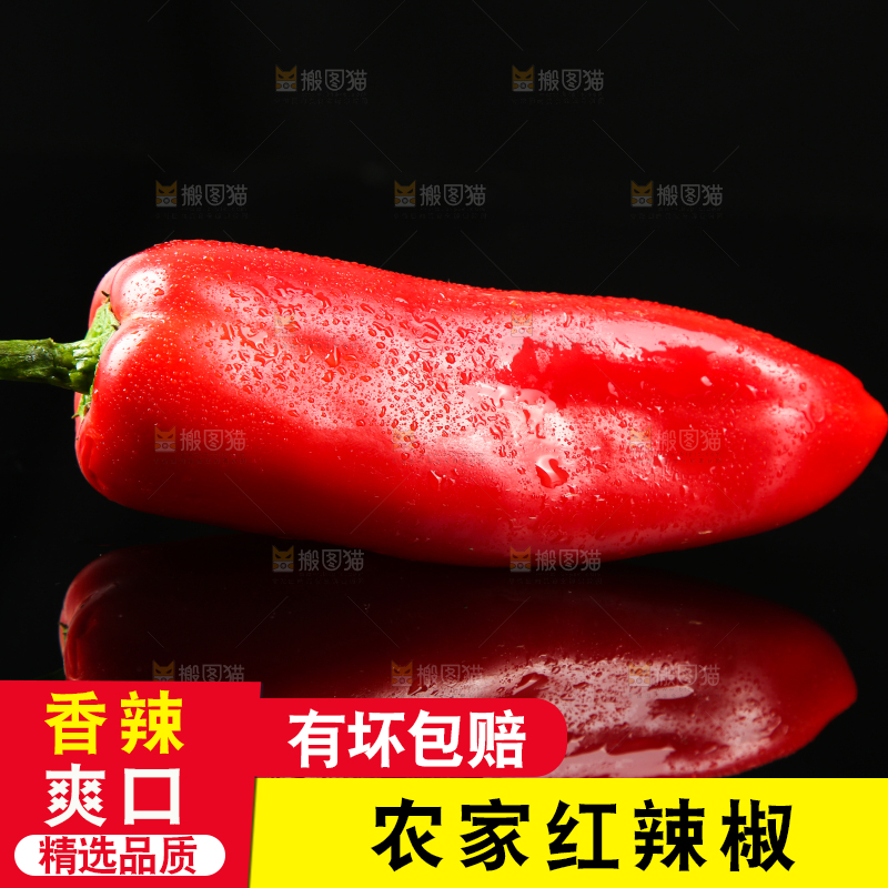 黑底上放着红菜椒