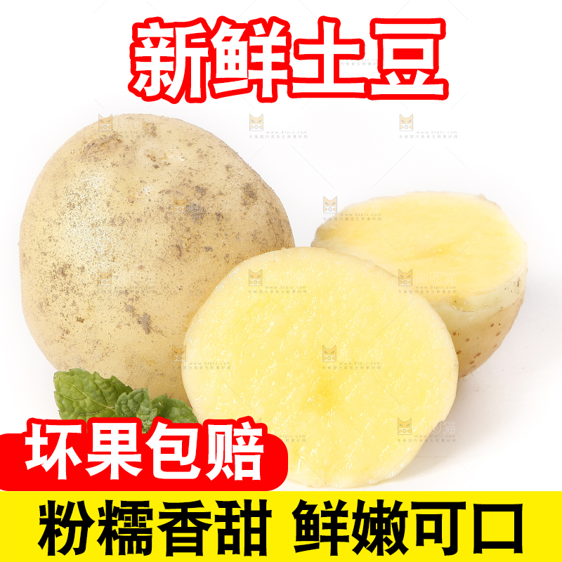 白底上放着土豆