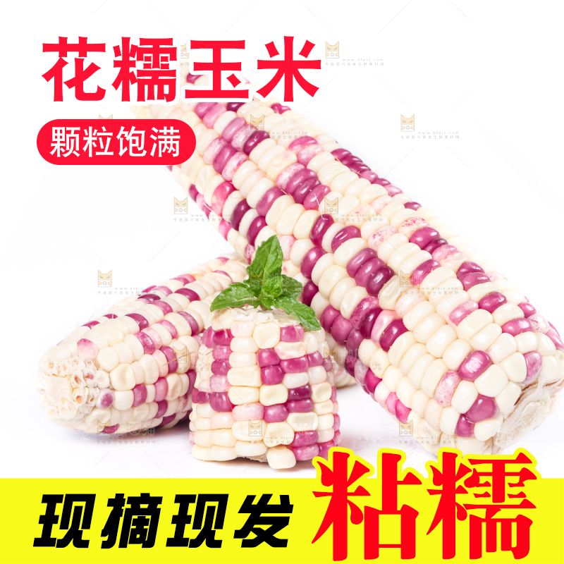 白底上放着花糯玉米