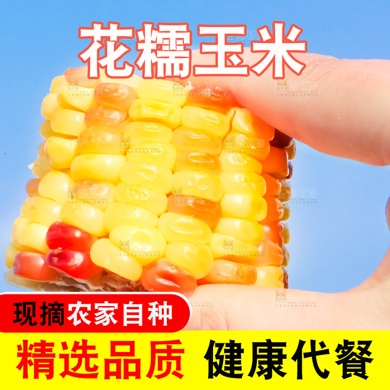 手里拿着花糯玉米