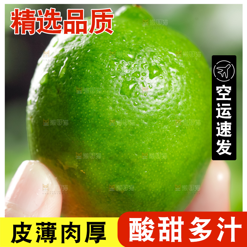 手里拿着无籽青柠檬