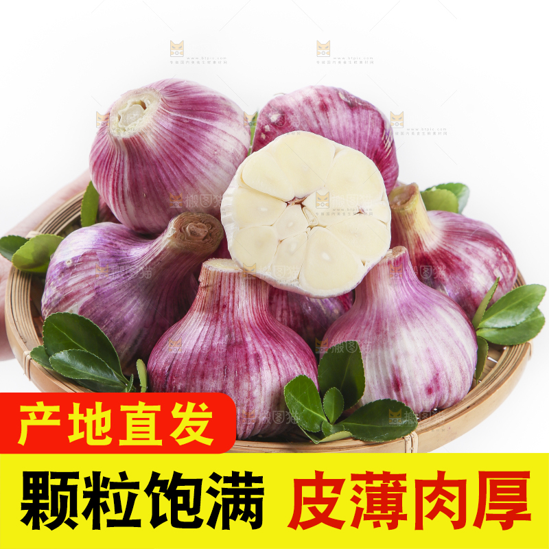 竹篮里面放着紫皮蒜