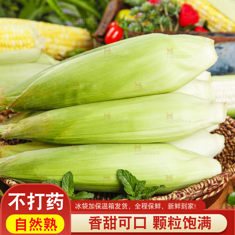 竹篮里放着牛奶玉米