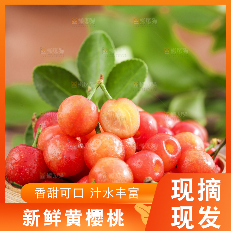 竹篮里装着黄樱桃