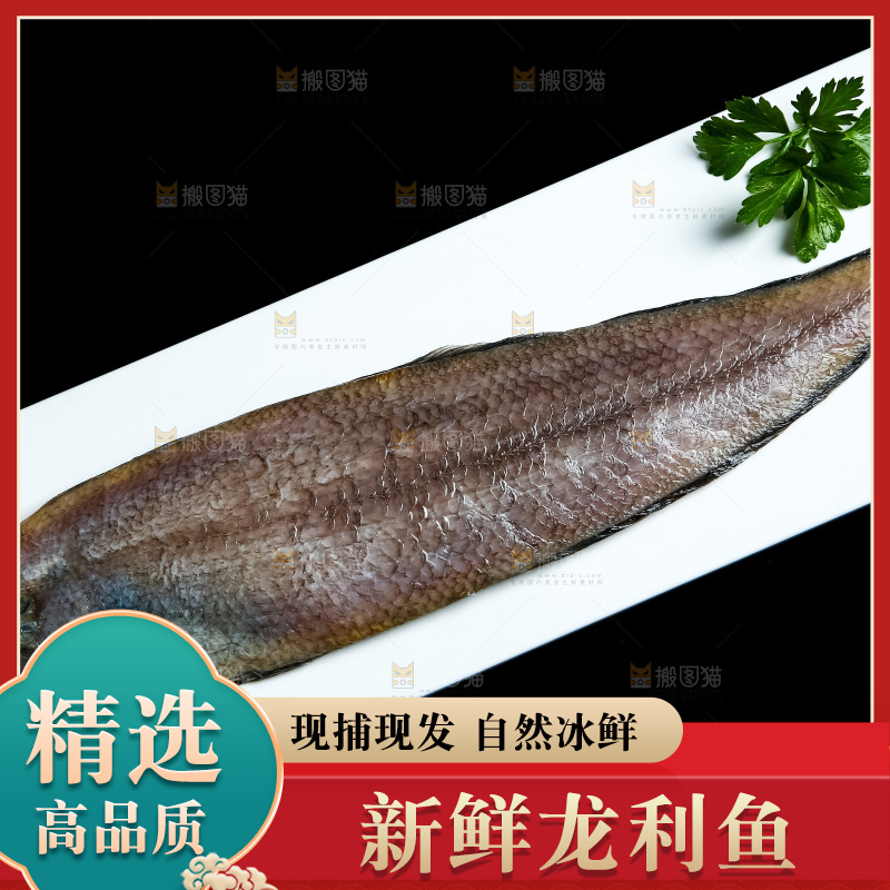 黑底上放着一盘龙利鱼