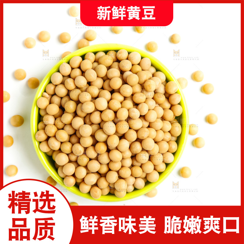 一碗黄豆放在白底上