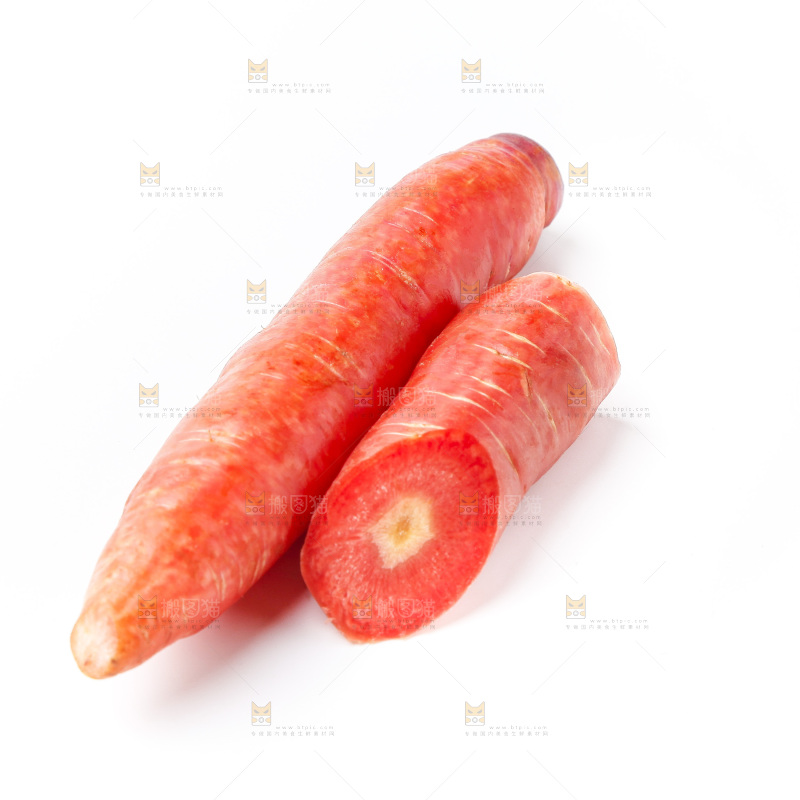 白底上的红胡萝卜