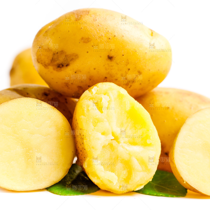 白底上的黄心土豆