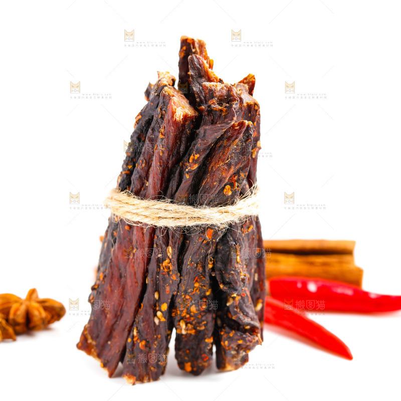 白底上的牛肉条