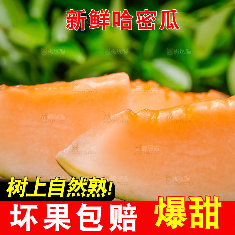 木底上放着哈密瓜切块